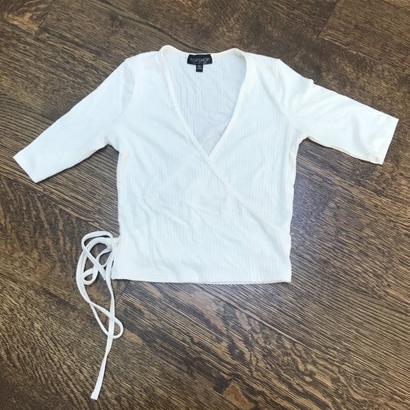 2/$20 Topshop White Wrap Top - Picture 1 of 5